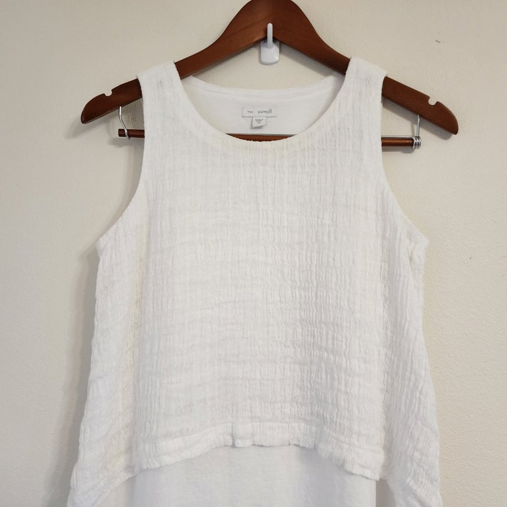 J.Jill Pure Linen Women Sleeveless Maxi Dress Sz XS White, Layer, Slit, Classic - Picture 5 of 14
